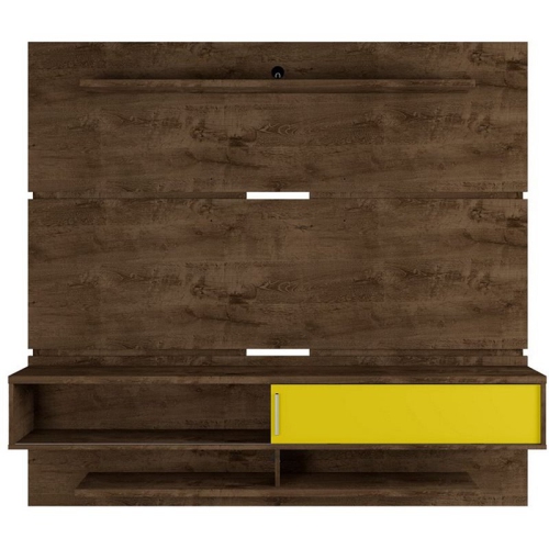 MANHATTAN COMFORT  Astor Modern Floating Entertainment Center Rustic Brown Engineered Wood In Yellow