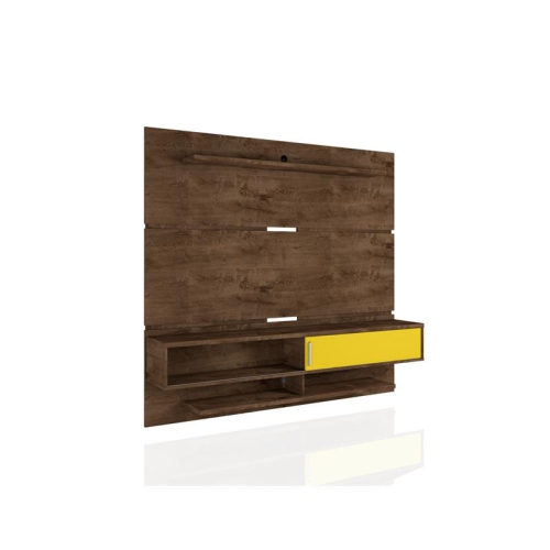 Astor Modern Floating Entertainment Center Rustic Brown Yellow Engineered Wood