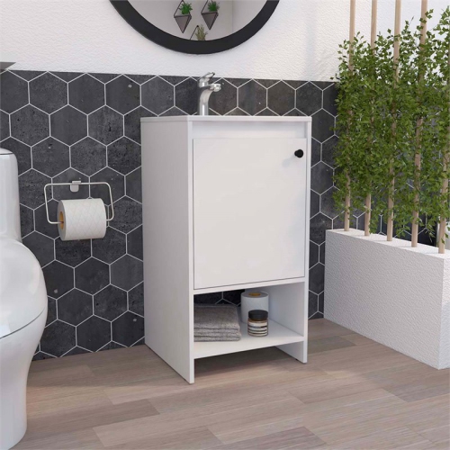 Atlin Designs Modern Metal Free Standing Vanity Cabinet in White