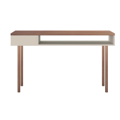 Windsor Wood 47" Modern Accent Console Table in Off White & Nature