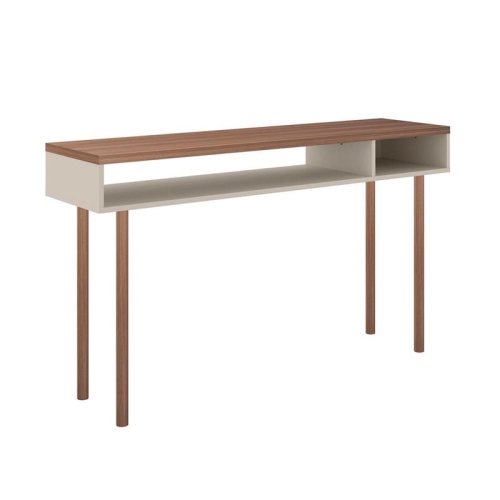 Windsor Wood 47" Modern Accent Console Table in Off White & Nature