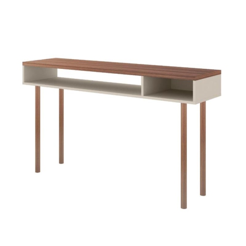 Windsor Wood 47" Modern Accent Console Table in Off White & Nature