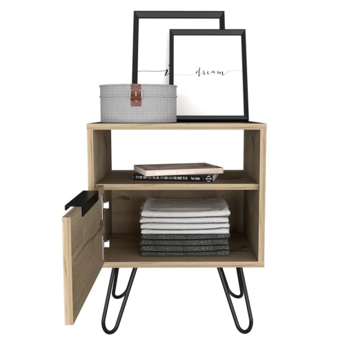 Atlin Designs Modern Metal Night Stand with Two Shelves in Black