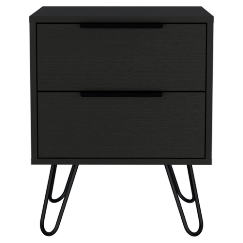 ATLIN DESIGNS  Modern Metal Bedroom Nightstand With 2-Drawer In In Black