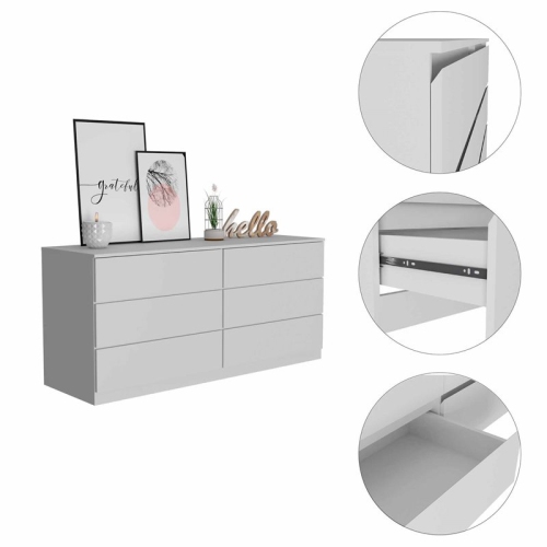 Atlin Designs Modern 6-Drawer Wood Bedroom Double Dresser in White