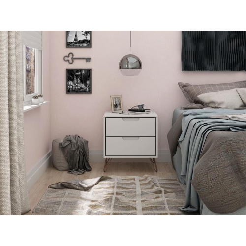 Rockefeller Wood Nightstand in White