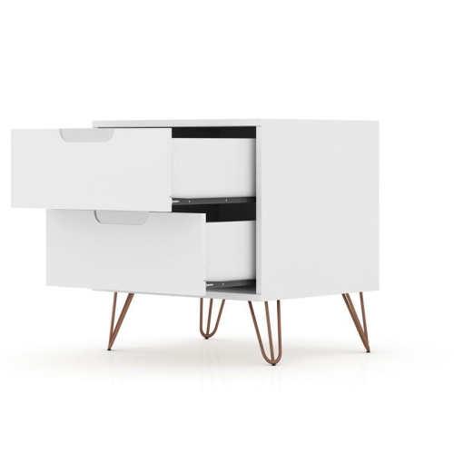 Rockefeller Wood Nightstand in White