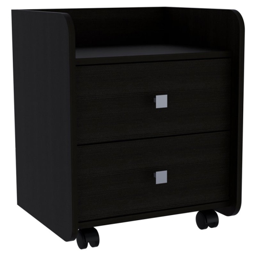 ATLIN DESIGNS  Modern Wood Night Stand With 2-Drawer & 4-Caster Black Wenge