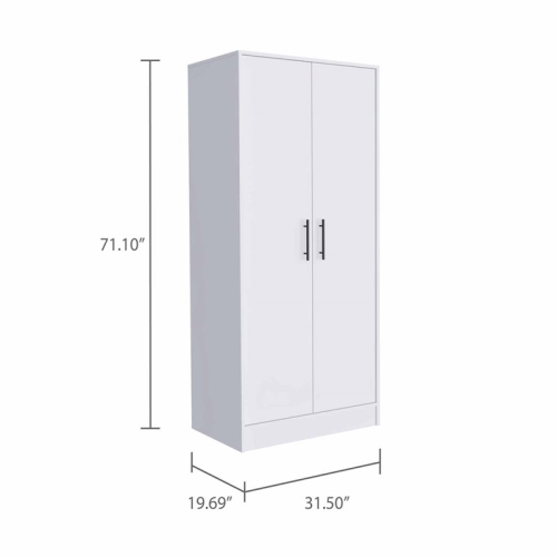 Atlin Designs 2-Door Wood Armoire with 1-Cabinet & One Hidden Drawer in White