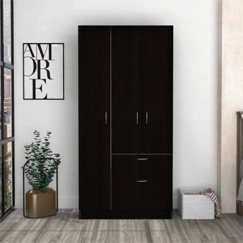 Atlin Designs Modern Wood Armoire with Two Cabinets in Black/White