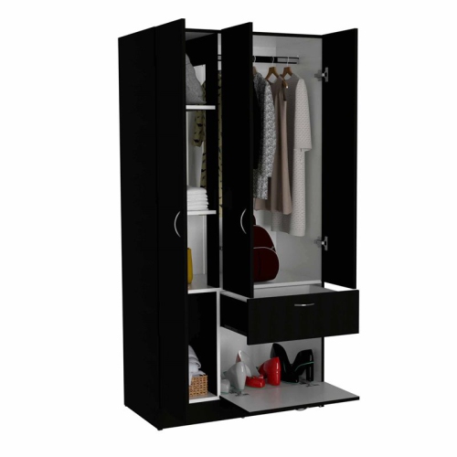 Atlin Designs Modern Wood Armoire with Two Cabinets in Black/White