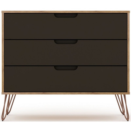 MANHATTAN COMFORT Rockefeller Modern Dresser In Nature & Textured Gray Engineered Wood