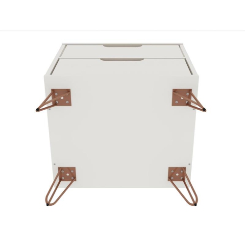 Rockefeller Modern Nightstand in Off White & Natural Engineered Wood