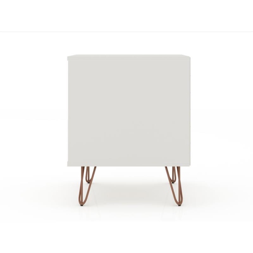 Rockefeller Modern Nightstand in Off White & Natural Engineered Wood