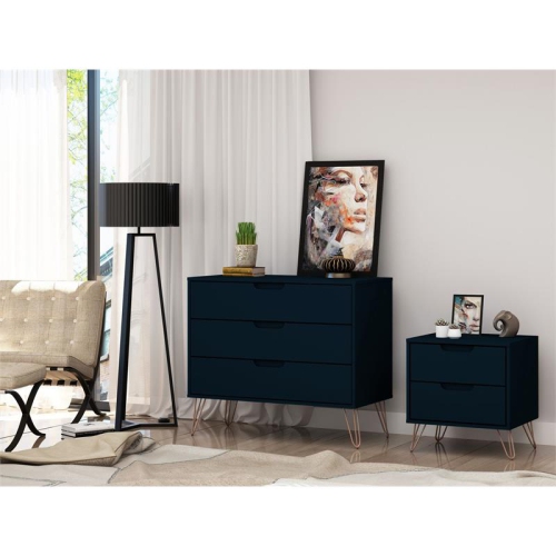 Rockefeller Wood Dresser & Nightstand Set in White