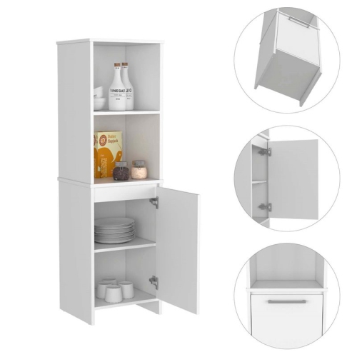 Atlin Designs Modern Wood Pantry Cabinet for Kitchen Room in White