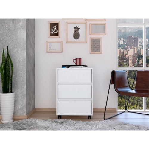 Atlin Designs 3-Drawer Modern Wood Filing Cabinet in White