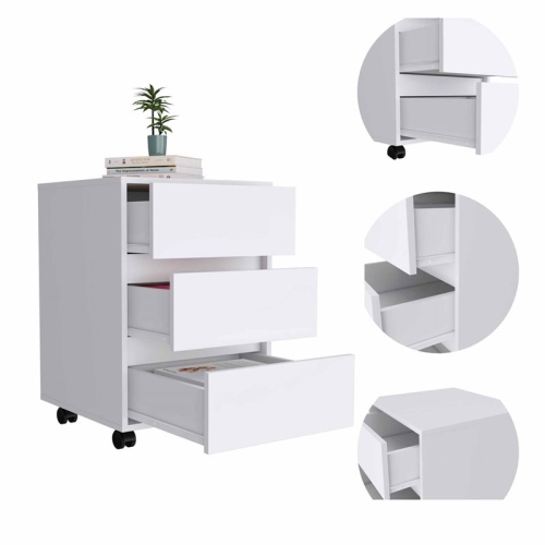 Atlin Designs 3-Drawer Modern Wood Filing Cabinet in White