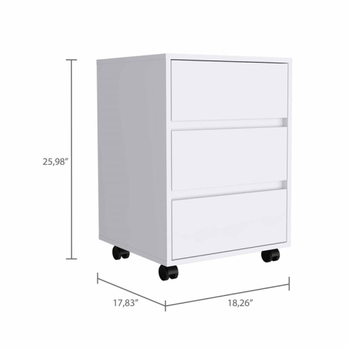 Atlin Designs 3-Drawer Modern Wood Filing Cabinet in White