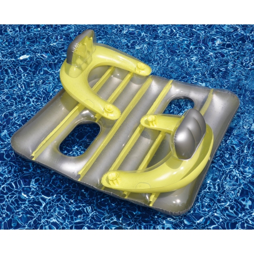 66" Yellow and Silver Inflatable Face-To-Face Mattress Pool Raft Dual Air Mattress