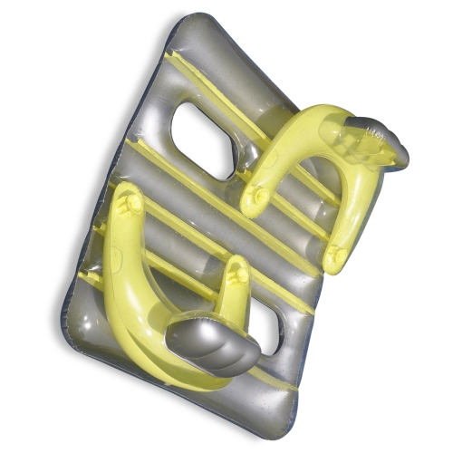 66" Yellow and Silver Inflatable Face-To-Face Mattress Pool Raft Dual Air Mattress