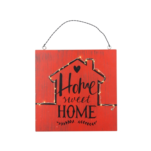 NORTHLIGHT  8" Battery Operated Led Lighted Rustic “Home Sweet Home" Wall Sign In Red