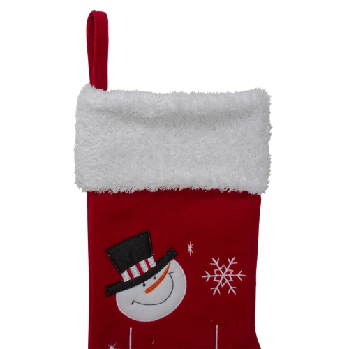 19" Red and White Embroidered Snowmen Letter to Santa Christmas Stocking