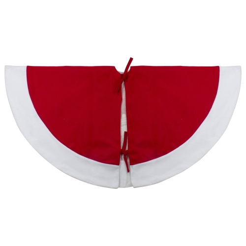 48" Red and White Winter Reindeer Embroidered Christmas Tree Skirt