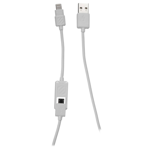 Scosche Charge & Sync Lightning MFI / Micro USB vers USB-A 3ft White Smartstrike