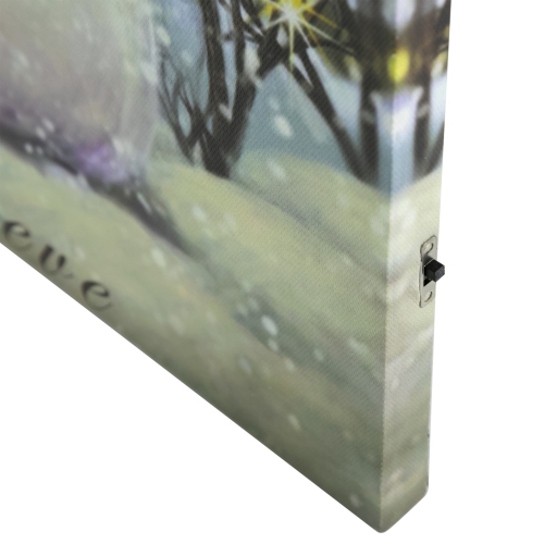 LED Lighted Snowman and Bird Friends Christmas Canvas Wall Art 15.75" x 11.75"