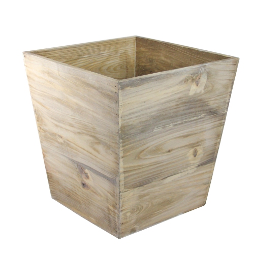 13.75" Country Rustic Natural Wood Storage Bin Container