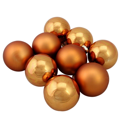 9ct Bronze 2-Finish Glass Ball Christmas Ornaments 2.5"