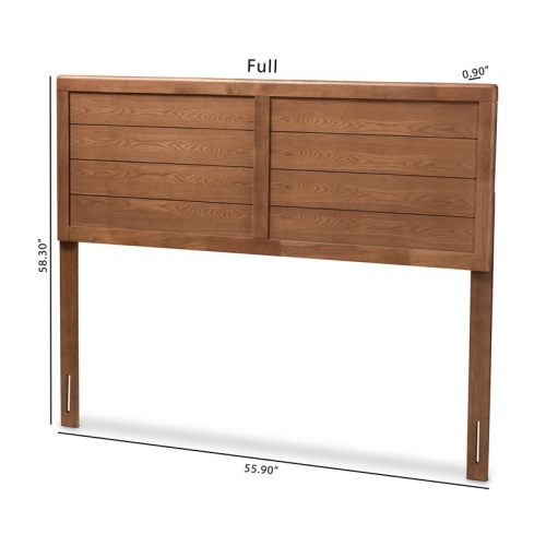 Bowery Hill Mid-Century Wood Queen Headboard in Walnut Brown