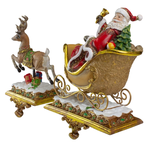 Set of 2 Joseph's Studio Santa Claus and Reindeer Christmas Stocking Holders