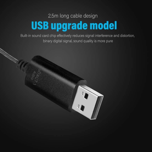 USB Headphones Computer in-Ear Earphones with HD Microphones 2.5m Long Cable for PC Game, Home Office, Online
