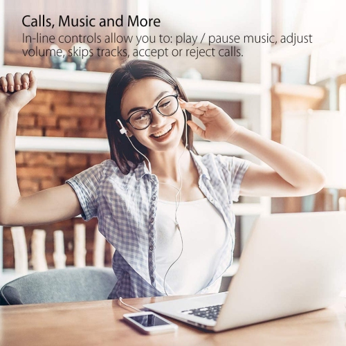 E171 Écouteurs-boutons sport avec fil et microphone, écouteurs à isolation sonore et écouteurs bouton avec crochet, écouteurs-boutons