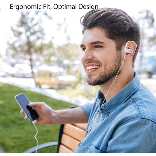 E171 Écouteurs-boutons sport avec fil et microphone, écouteurs à isolation sonore et écouteurs bouton avec crochet, écouteurs-boutons