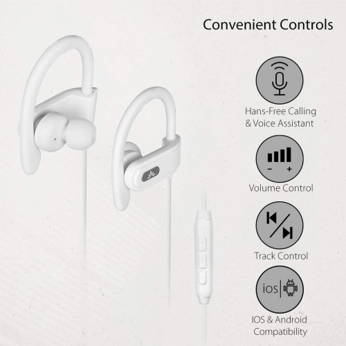 E171 Écouteurs-boutons sport avec fil et microphone, écouteurs à isolation sonore et écouteurs bouton avec crochet, écouteurs-boutons