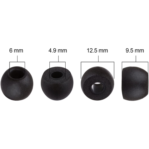FX4.9 4 paires d’embouts ronds en mousse à mémoire pour écouteurs. Remplacement pour les écouteurs-boutons en silicone. Compatible