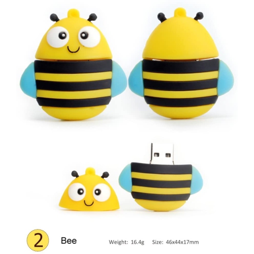 Cute Flash Drive 5x16GB Thumb Drive Animals USB Flash Drive with Chain Bee Fox Owls Penguin Pen Drive Gift for School