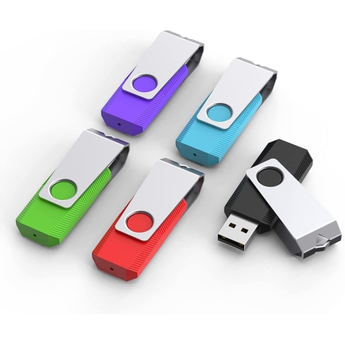 Flash Drive USB Stick 8GB 5 Pack, USB 2.0 Thumb Drive Swivel U Disk Memory Stick Multi Pack USB Drive with Led