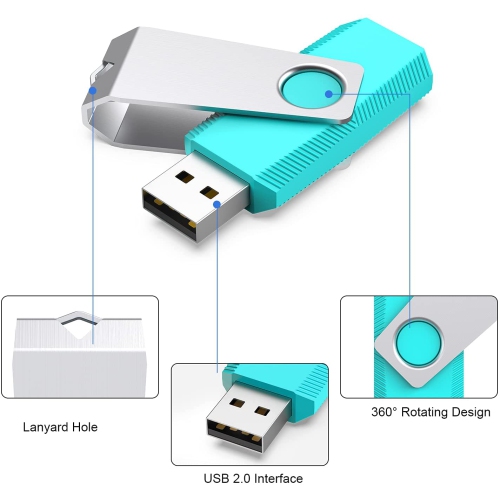 8GB USB Stick Flash Drive 5 Pack Memory Stick 2.0 Swivel Design Thumb Drive Jump Drive Pen Drive Bulk USB Key
