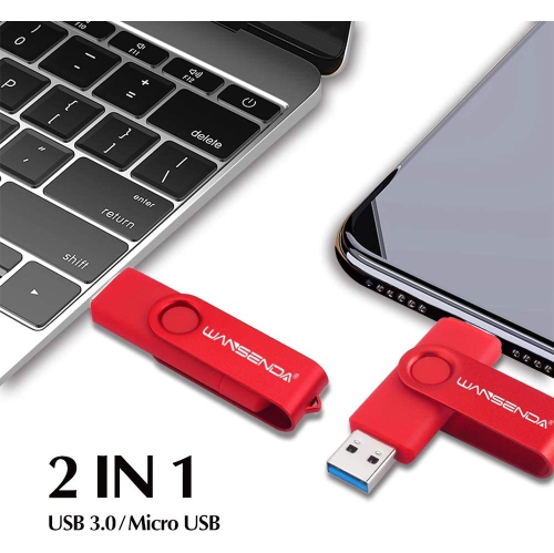 OTG USB 3.0 Flash Drive High Speed USB Photo Stick for PC/Tablet/Mac/Micro Port Android Phone(32GB, Red)