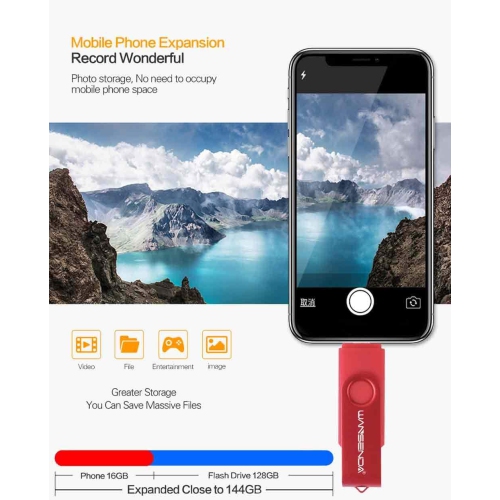 OTG USB 3.0 Flash Drive High Speed USB Photo Stick for PC/Tablet/Mac/Micro Port Android Phone(32GB, Red)