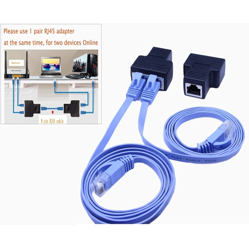 Ethernet Splitter 1 to 2 for Supporting Two Devices to Connect to Network at The Same Time. 2 Pack Ethernet Splitter 