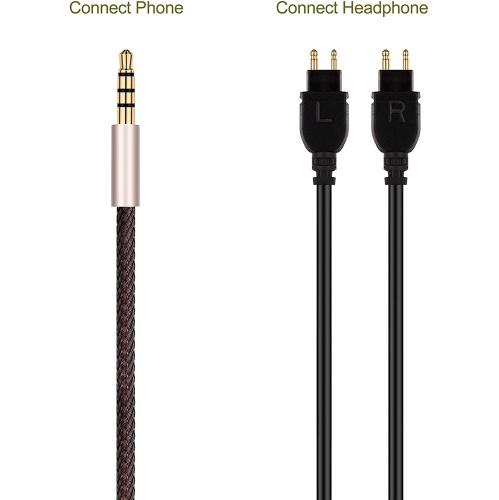 Audio Cable Replacement with in-Line Mic and Remote Volume Control - Compatible with Sennheiser HD525 HD545 HD565 HD580