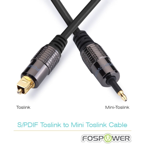 (3M / 10FT) 24K Gold Plated Toslink to Mini Toslink Digital S/PDIF Audio Cable with Metal Connectors