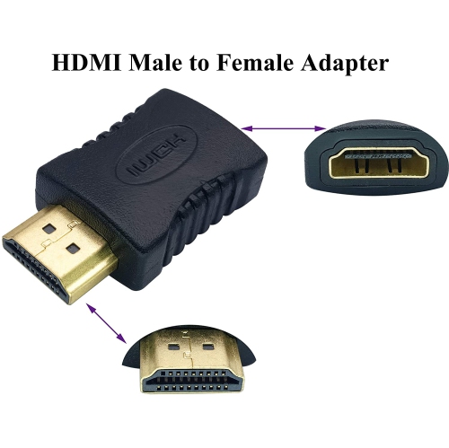 HDMI Adapter Gold Plated 19 Pin HDMI Female to HDMI Male Coupler Connector for TV Stick, Roku Stick