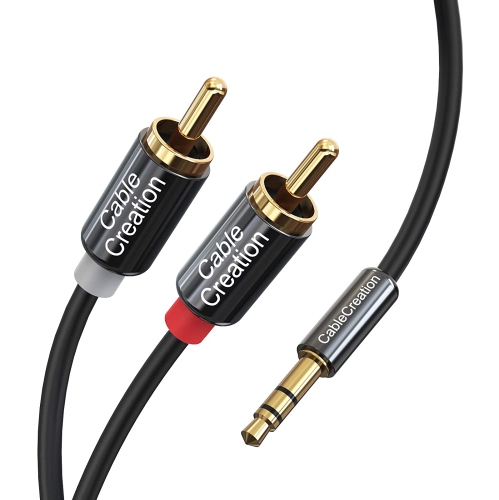 RCA Cable, [2-Pack] 10ft 3.5mm 1/8’’ to 2RCA Male Auxiliary Stereo Audio Y Splitter Gold-Plated