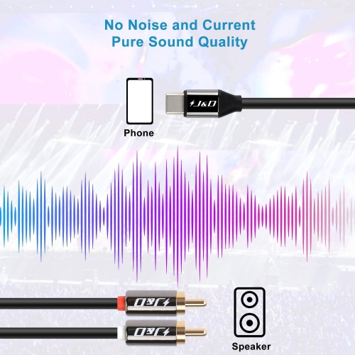 Câble audio USB C vers RCA, câble répartiteur en y USB mâle de type C vers 2 connecteurs RCA mâles audio stéréo pour tablette